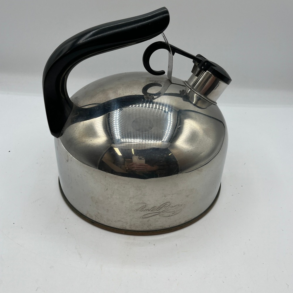 Vintage Revere Ware Paul Revere Signature Copper Bottom Tea Kettle 86-C Chrome